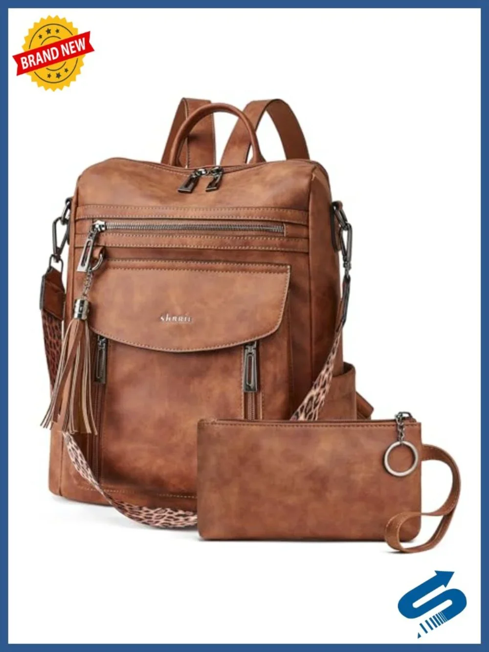 Faux Leather Fashion Backpack Purse for Women Convertible Travel Shoulder Bag